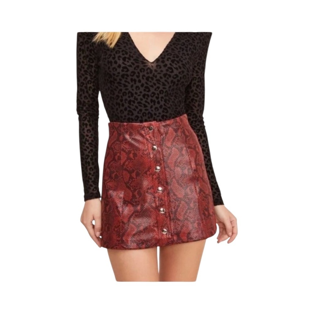 Astr Come Slither Ruby Python Mini Skirt - image 1